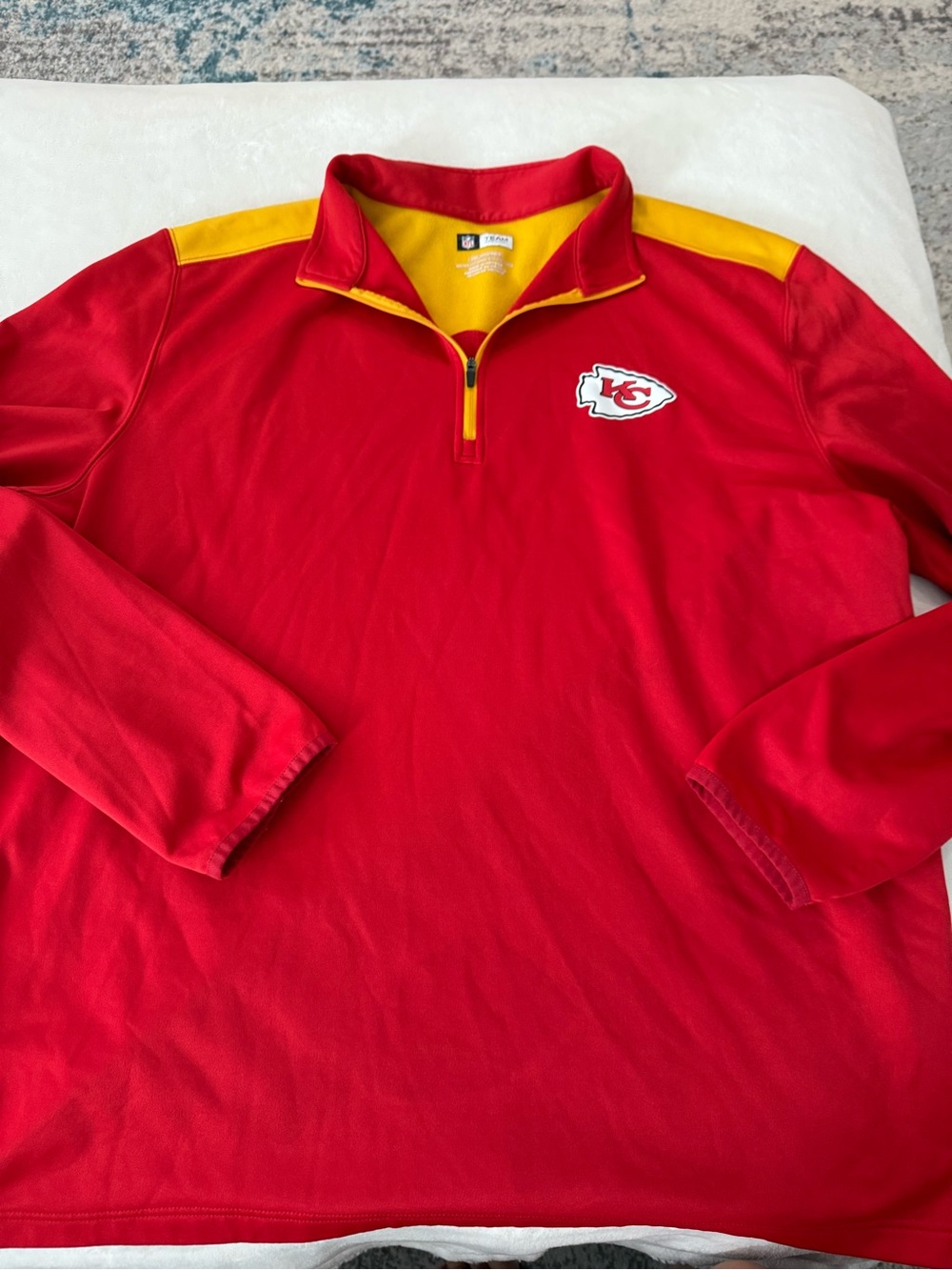KANSAS CITY CHIEFS NFL MENS SZ 2XL JACKET  1/4 ZIP PULLOVER RED & YELLOW D83